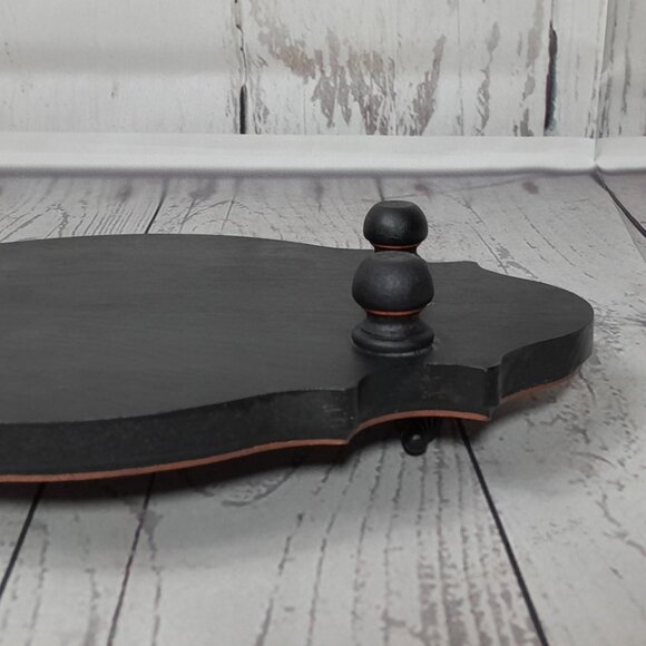 Wood Tray Hand Painted Floral Metal Handles Footed Artist Signed - Picture 8 of 11